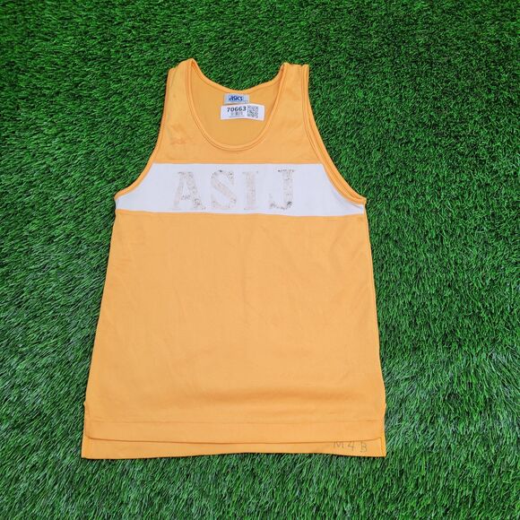 Vintage 90s ASICS Mesh Tank-Top XS 16x25 Orange - Picture 1 of 14
